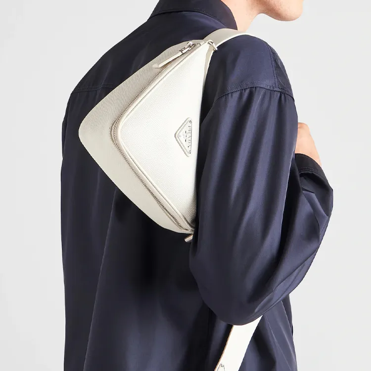 PRADA Saffiano Saffiano Leather Fanny Pack Men's White-6