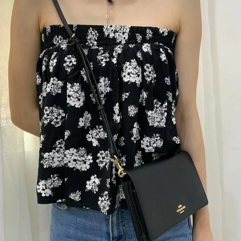 COACH Anna Pebbled Leather Shoulder Bag, Crossbody Bag, Clutch Trumpets Women's Black-2
