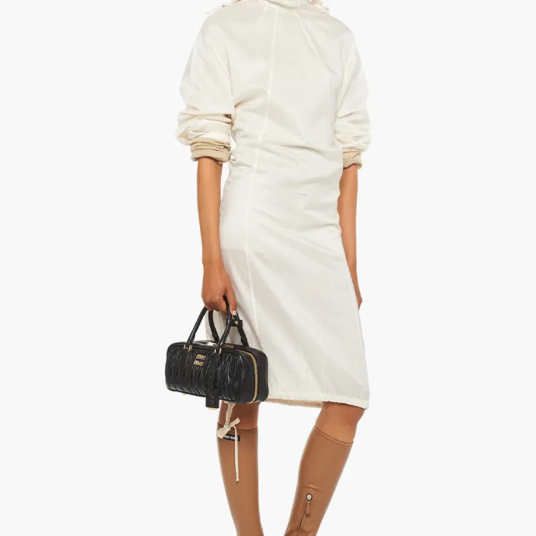 MIU MIU Matelassé Soft Sheep Leather Shoulder Bag, Crossbody Bag, Handbag Women's Black-5