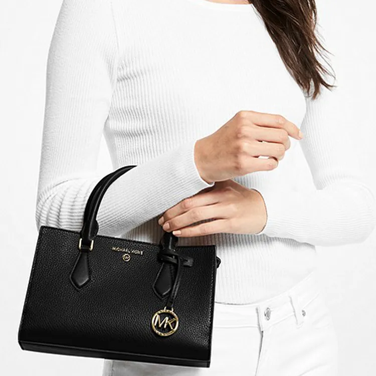 MICHAEL KORS Valerie Litchi Grain Pebbled Leather Handbag Small Size Women's Black-8