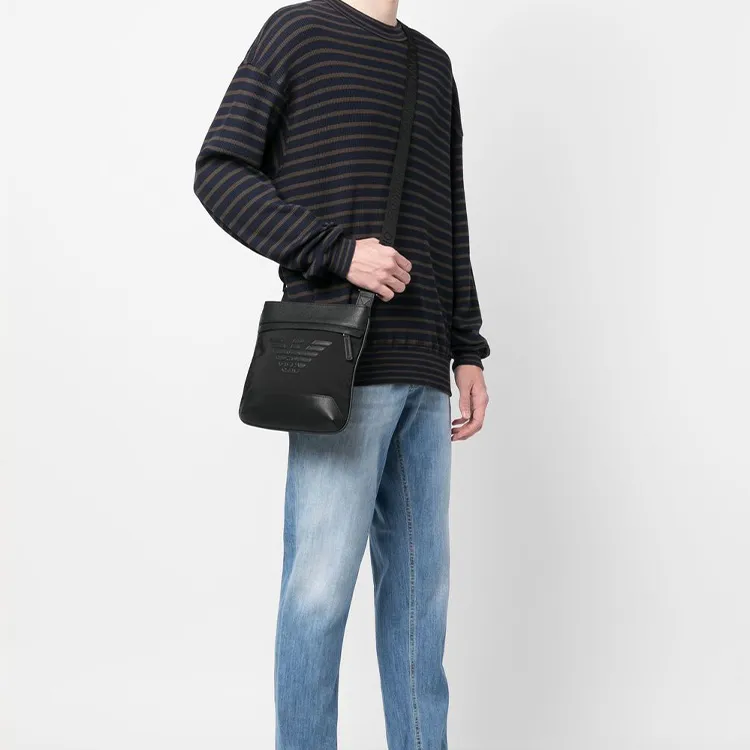 EMPORIO ARMANI Polyurethane Messenger Bag, Shoulder Bag, Crossbody Bag Trumpets Men's Black-4