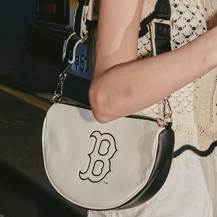 MLB Artificial Leather Dumpling Bag Shoulder Bag Crossbody Bag Regular Unisex Black White-5