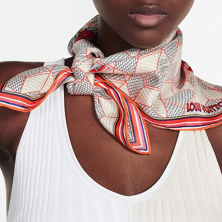 LOUIS VUITTON Damier Silk Scarves Women's Multicolor-3