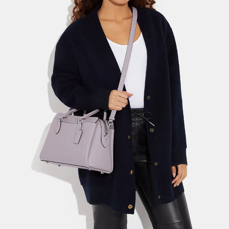 COACH Darcie Cross Grain Leather Kelly Bag, Shoulder Bag, Crossbody Bag, Handbag Large Size Women's Taro Purple-3