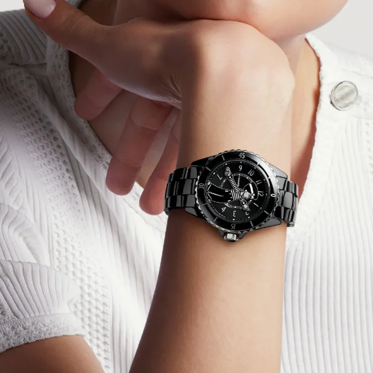 CHANEL J12 Collection Wrist Watch Automatic Mechanical Movement Ceramic Strap 38mm Black Dial Women's Watch-5