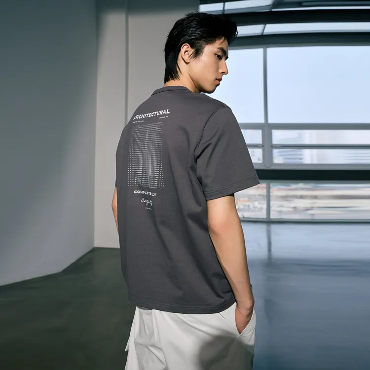 GXG Urban Aesthetics Of The Blockbuster Weaving Series T-Shirts Men Smoke Gray-5