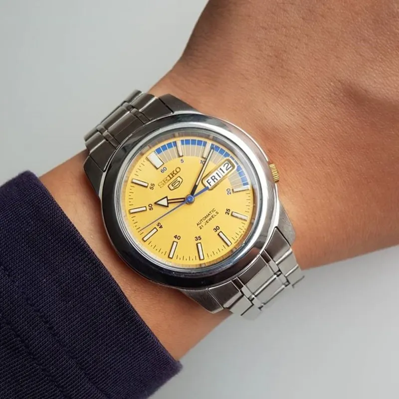 SEIKO SEIKO5 Collection Automatic Mechanical Movement Watch Men's Watches Yellow Watch Dial SNKK29K1-5
