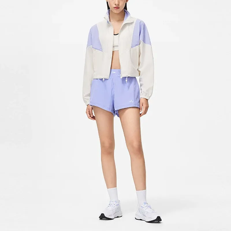 LiNing Trench Coat Women's Ivory Violet Blue Purple-4