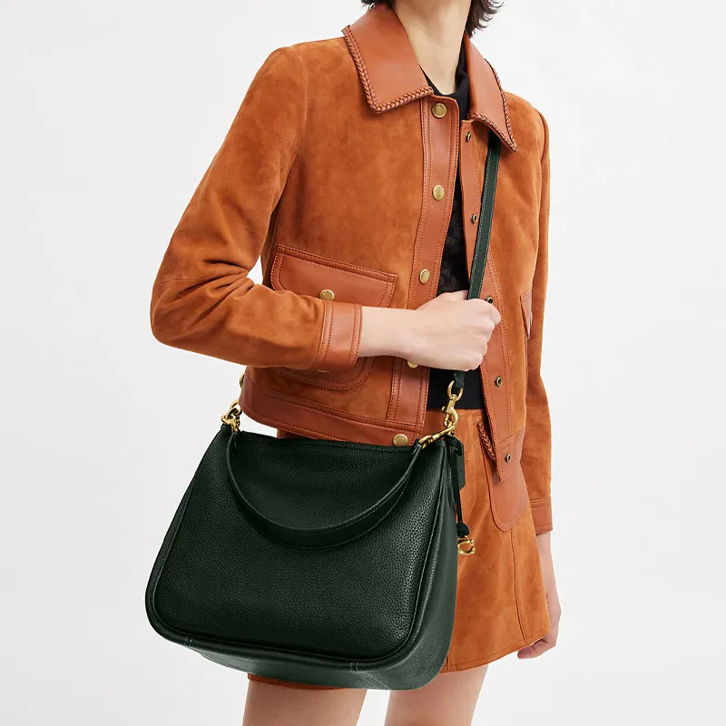 COACH Cary Pebbled Leather Hobo Bag Portable Crossbody Bag Shoulder Bag Women's Amazon Green-5