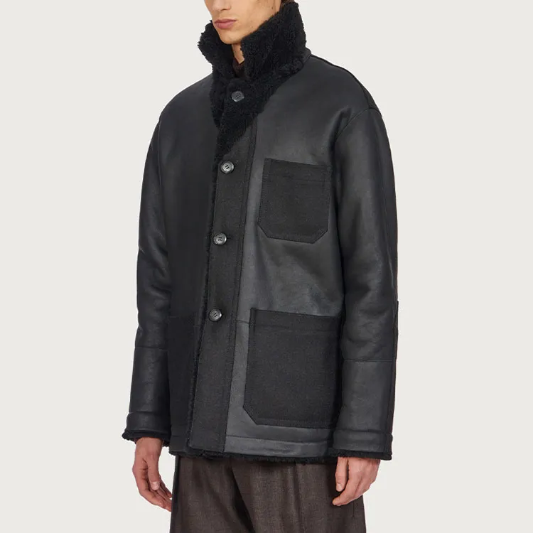 Ferragamo Leather Jackets Men Black-5