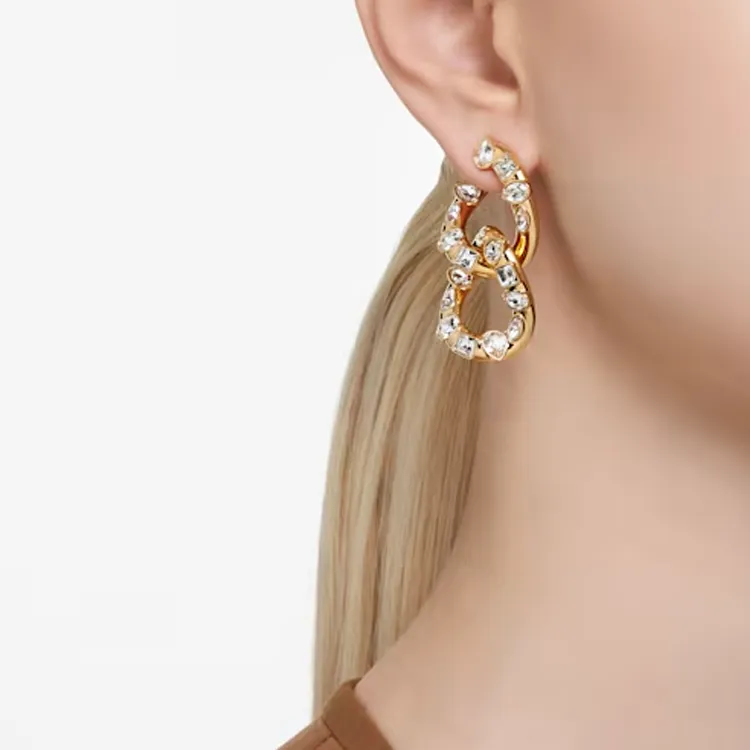 Swarovski Faux Crystal Earrings Women's Gold-4