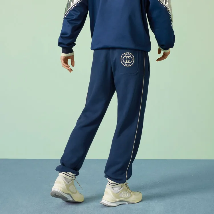 GUCCI Knitted Sports Pants Men's Blue-4