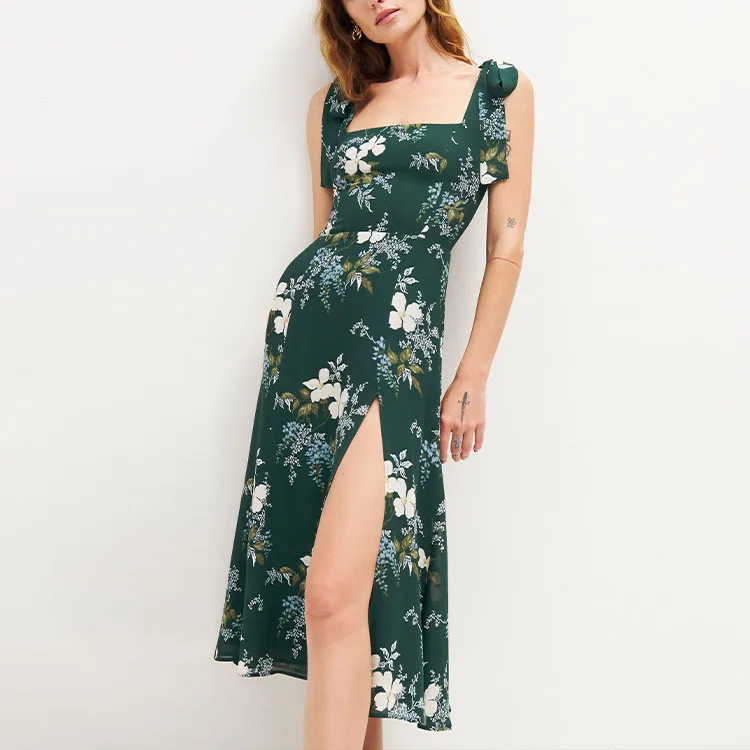 REFORMATION Slip Dresses Women's Portia/Dark Green-3