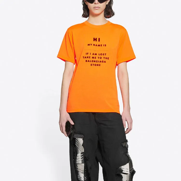 Balenciaga Logo T Shirt 'Fluo Orange/Black'-1