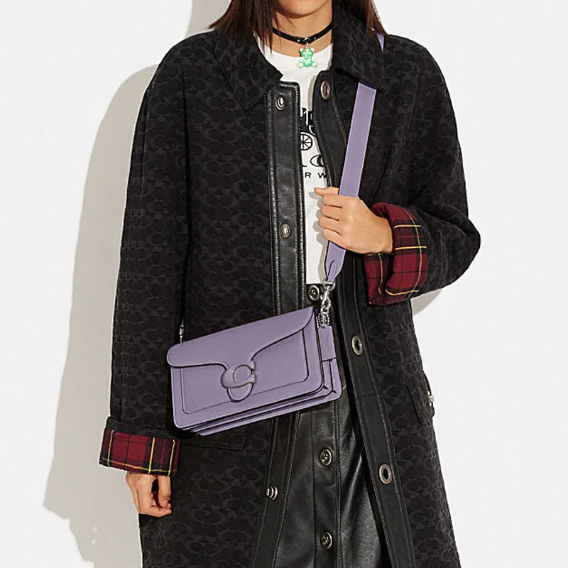 COACH Tabby Pebble Texture Cow Leather Portable Crossbody Bag, Shoulder Bag Women's Purple-4