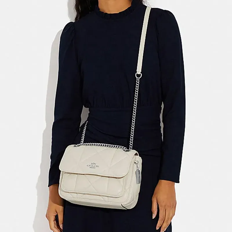 COACH Klare Sheepskin With Cow Leather Cloud Bag Shoulder Bag Crossbody Bag Medium Size Women's White-4