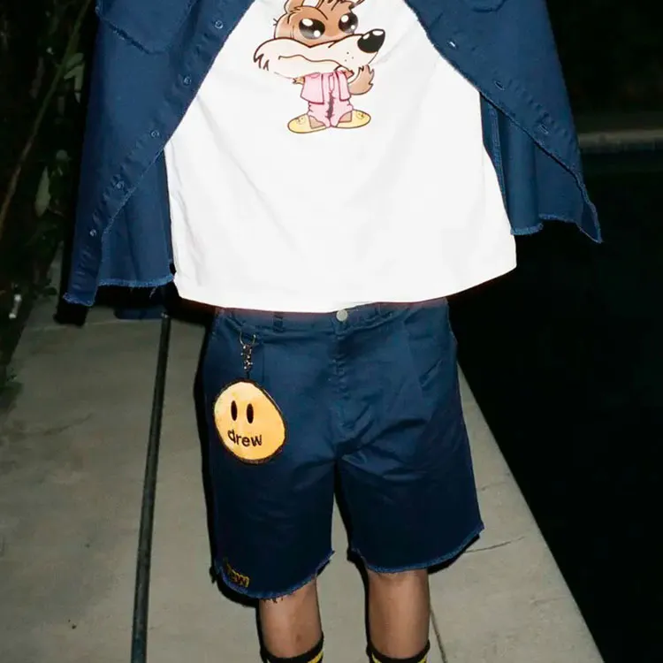 Drew House Smiley Collection Cargo Shorts Unisex Marine Blue-3