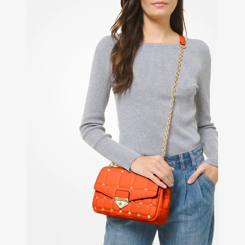 MICHAEL KORS Soho Leather Crossbody Bag, Shoulder Bag Women's Orange-3