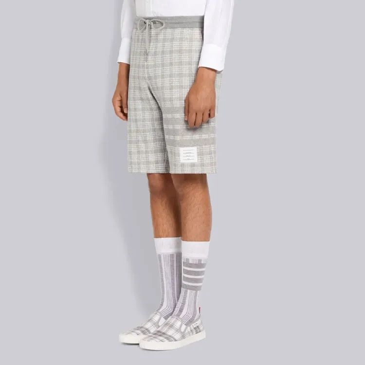 THOM BROWNE 4-Bar Striped Checked Shorts-4