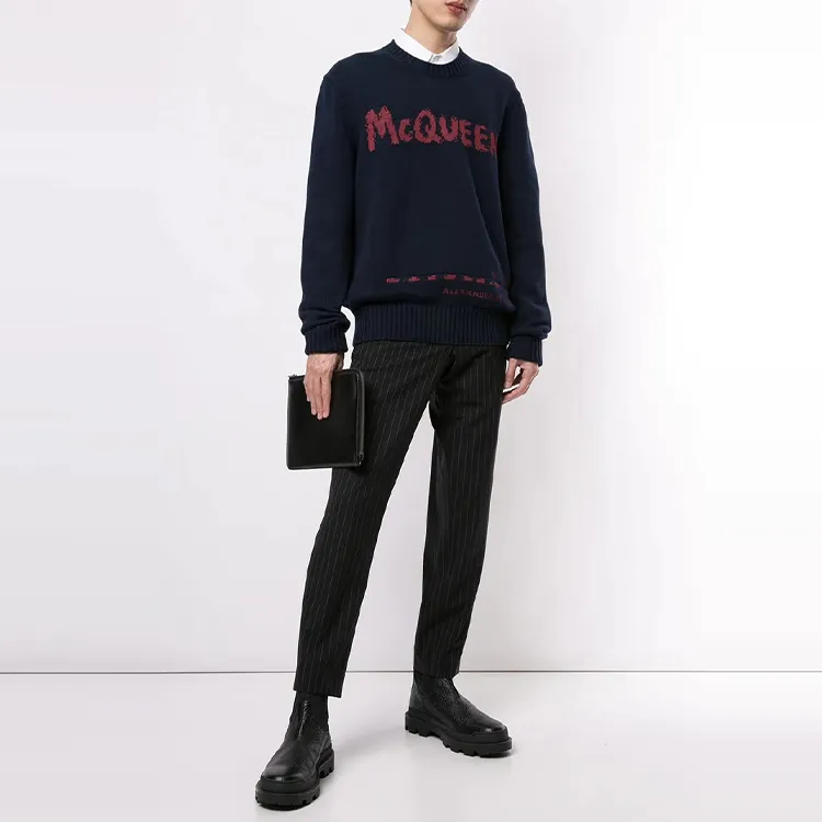 Alexander McQueen Sweaters Men Navy Blue-2