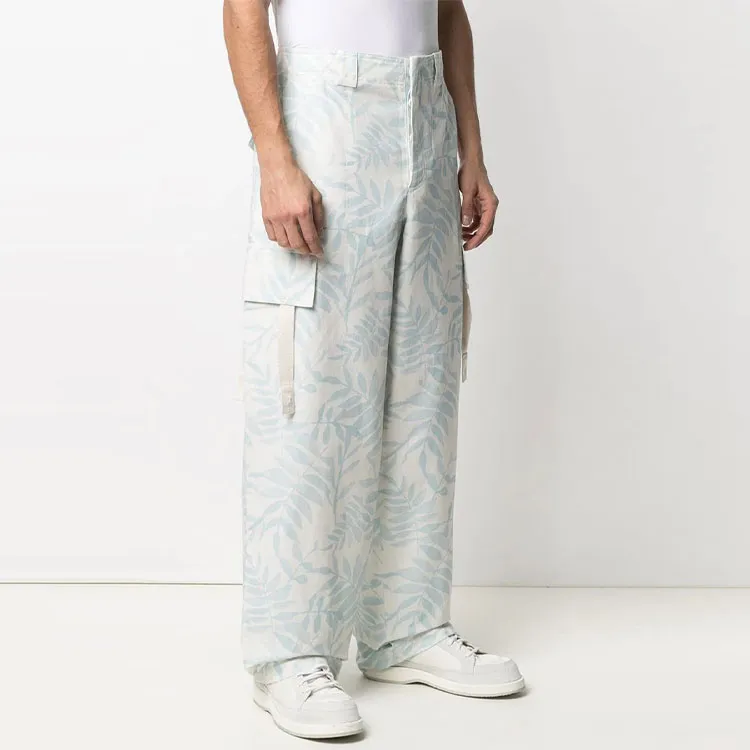 Jacquemus Cargo Pants Men Blue With White Lettering-3
