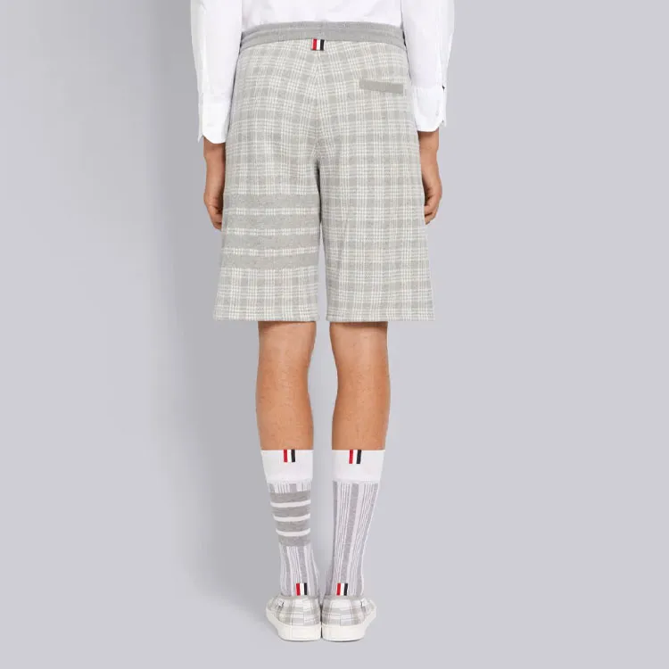 THOM BROWNE 4-Bar Striped Checked Shorts-3