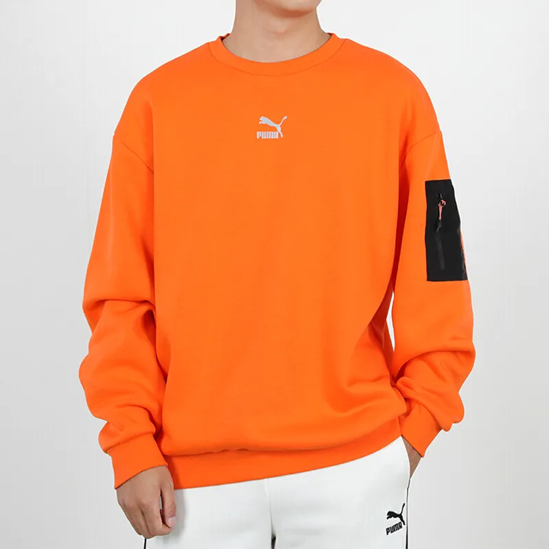 PUMA Casual Loose Sweatshirts Men Flame Orange-2