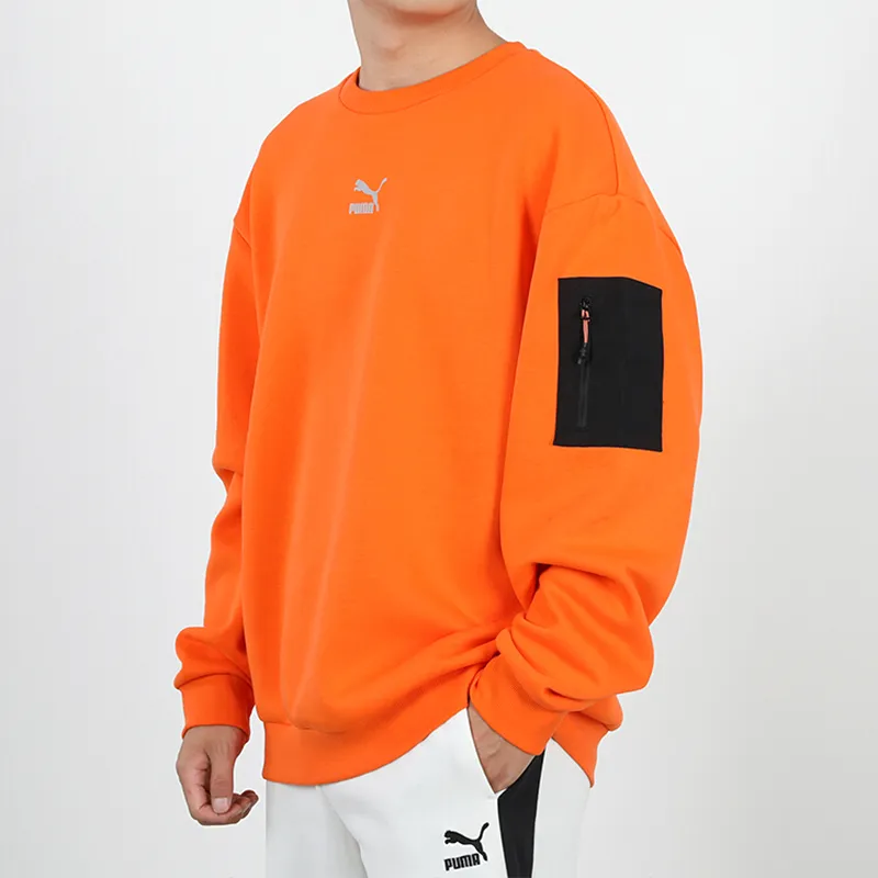 PUMA Casual Loose Sweatshirts Men Flame Orange-4