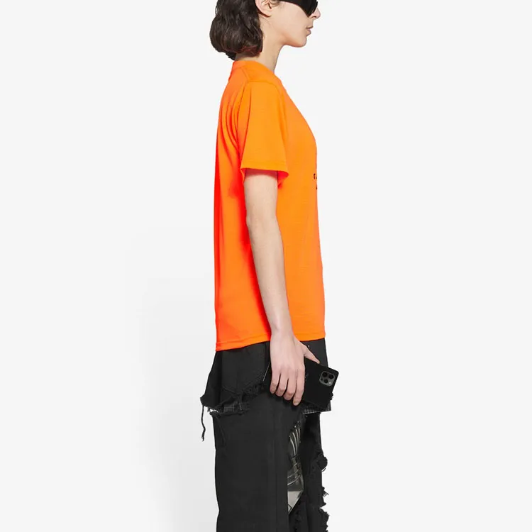 Balenciaga Logo T Shirt 'Fluo Orange/Black'-4