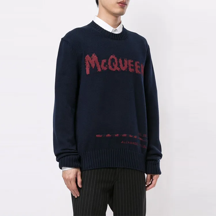 Alexander McQueen Sweaters Men Navy Blue-1