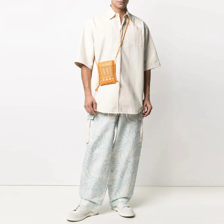Jacquemus Cargo Pants Men Blue With White Lettering-1