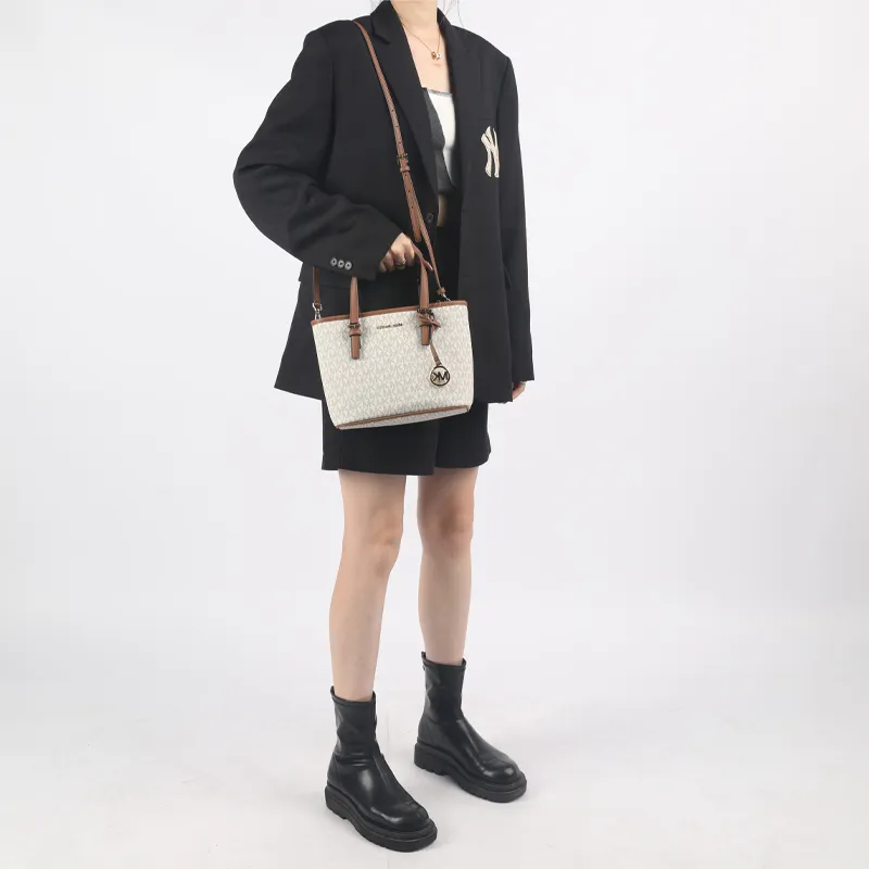 MICHAEL KORS Jet Set Travel Extra Small Logo Top Zip Tote Bag-7