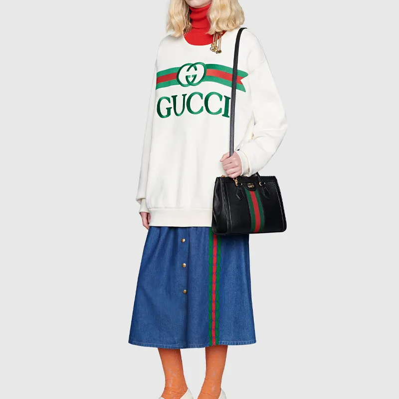 GUCCI Ophidia Leather Tote Bag, Shopping Bag, Portable Crossbody Bag, Shoulder Bag Trumpets Women's Black-9