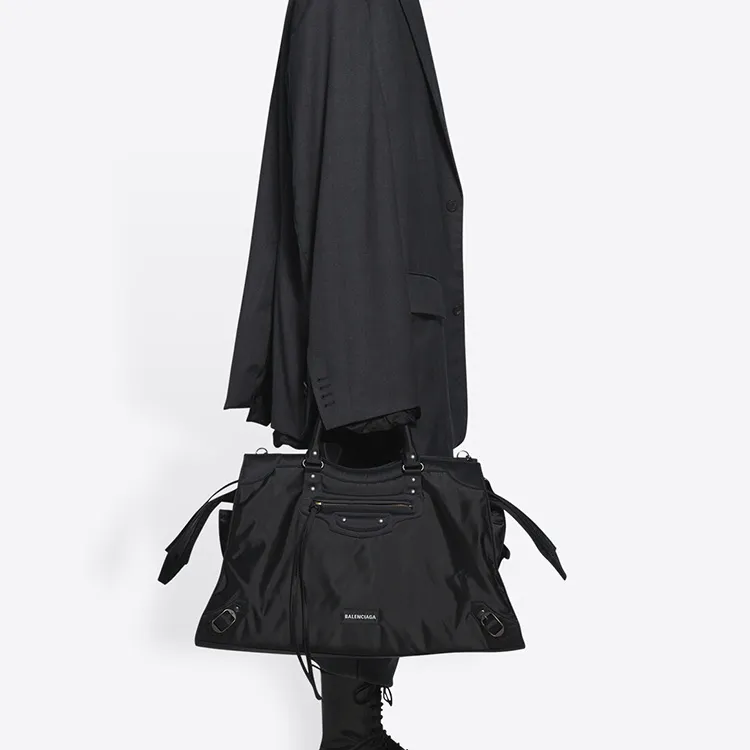 Balenciaga Neo Classic Nylon Shoulder Bag Crossbody Bag Handbag Unisex Black-5