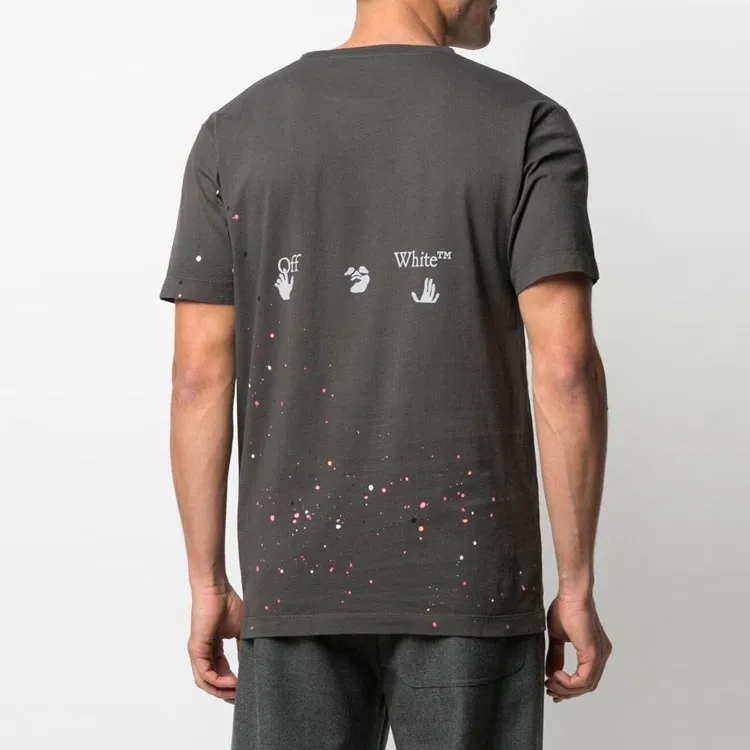 OFF WHITE Paint Splatter Print T Shirt-2