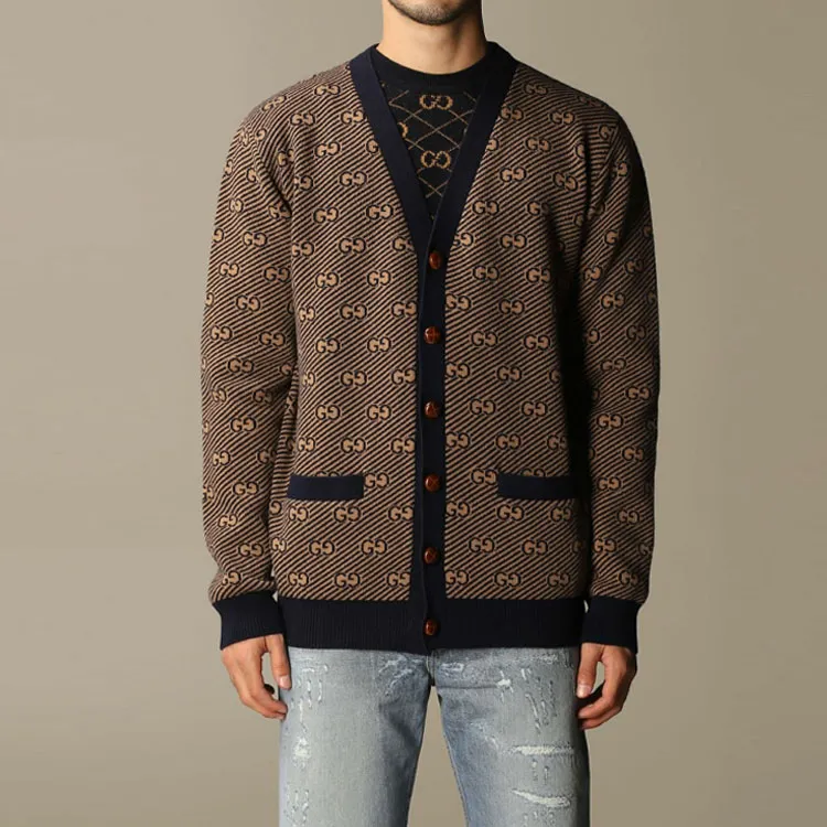 GUCCI Cashmere Sweaters Men Brown-3