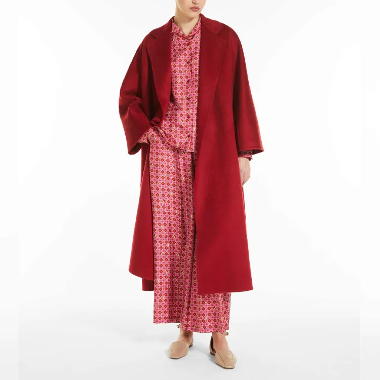MaxMara Labbro Series Velvet-feel Coat Women's Red-3