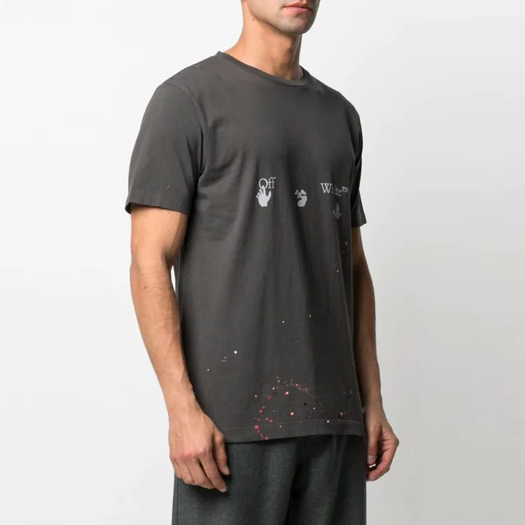 OFF WHITE Paint Splatter Print T Shirt-3