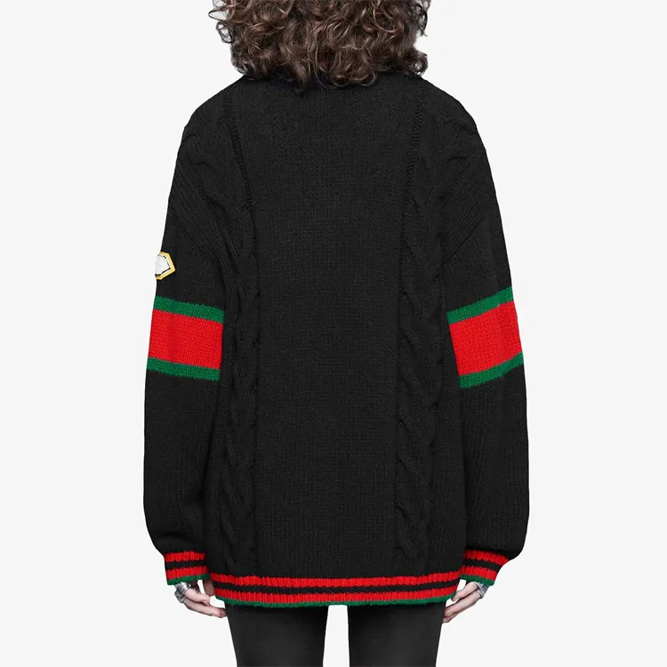 GUCCI Cable Knit Sweater With Patches-2