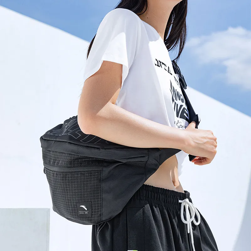 Anta Polyester Sling Bag, Fanny Pack Regular Unisex Black-4