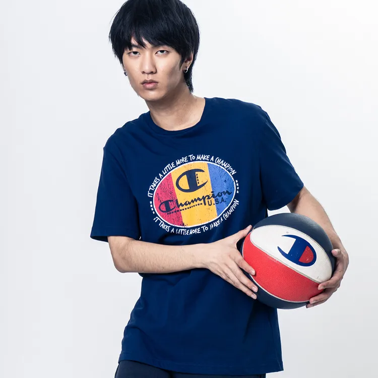 Champion Straight T Shirt Unisex Blue-3