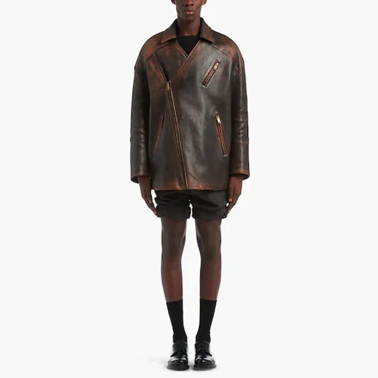 PRADA Leather Jackets Men Black-1