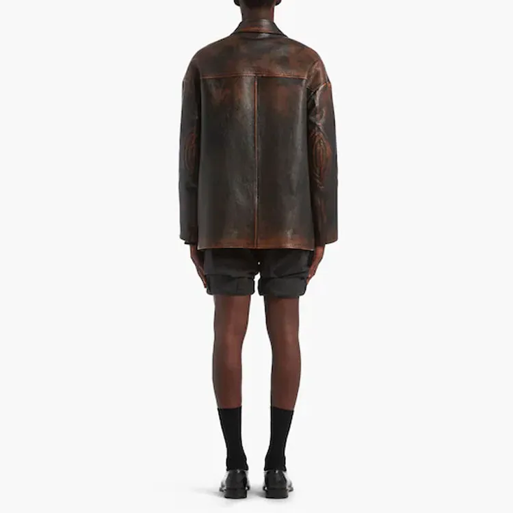 PRADA Leather Jackets Men Black-3