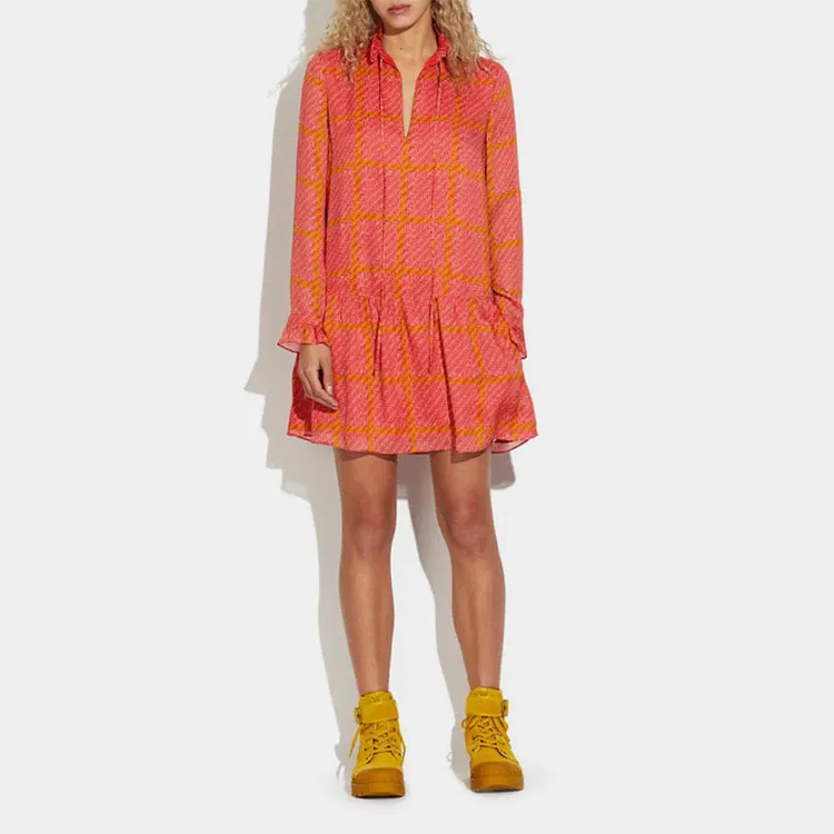 COACH Long Sleeved Dresses Women's Orange-1