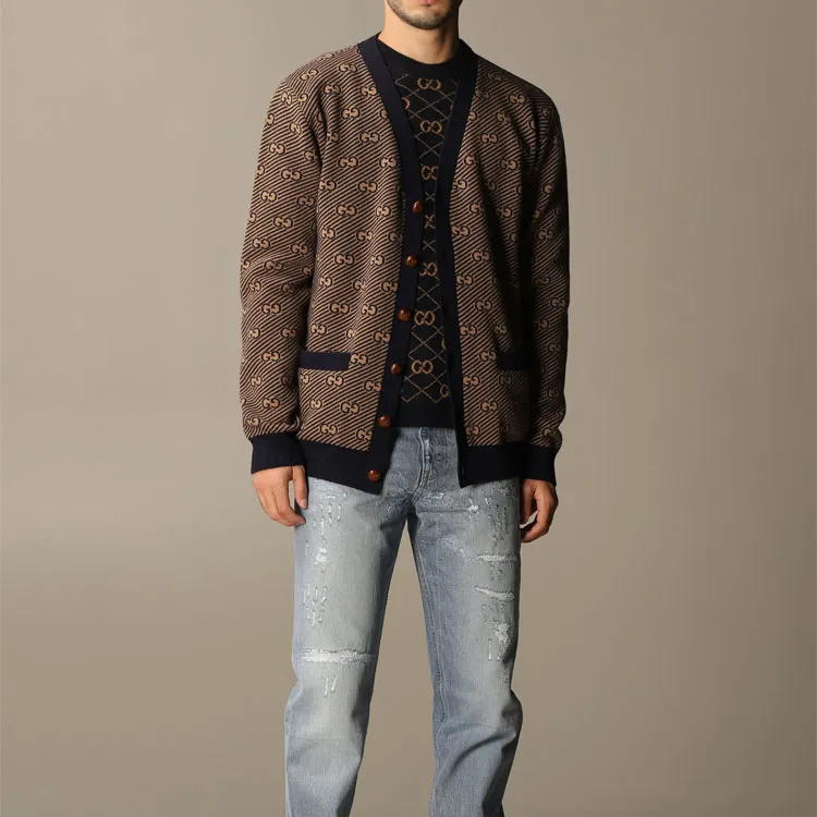 GUCCI Cashmere Sweaters Men Brown-4
