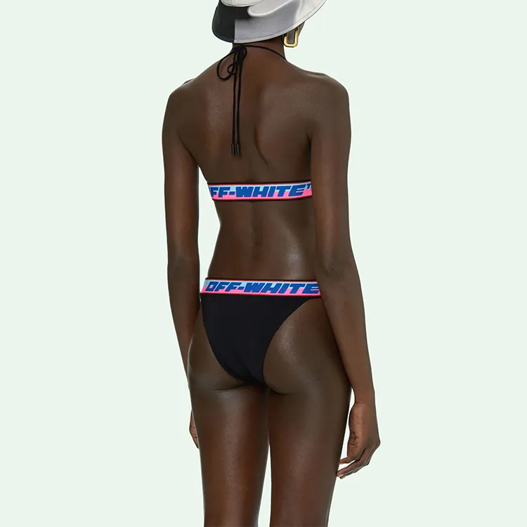 OFF WHITE Logo Tape Bikini Black Blue Pink-5