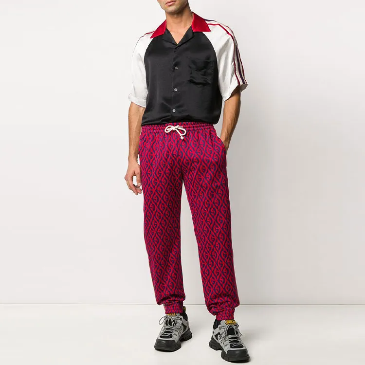 GUCCI Knitted Sweatpants Men Rose Red-1