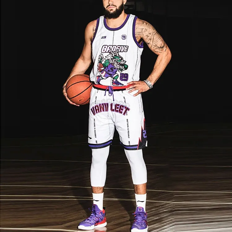 LiNing Badfive Basketball Jersey Men's White-3