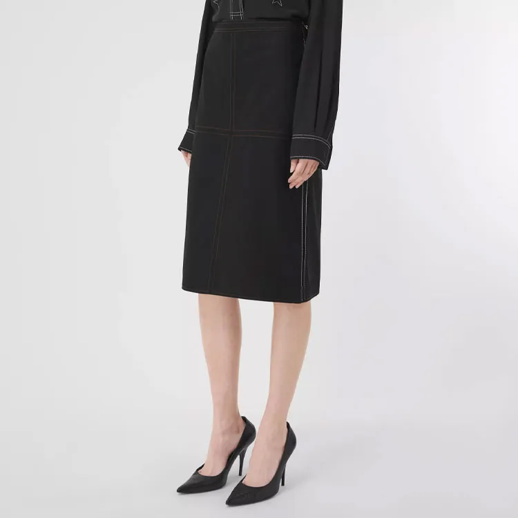 Burberry SS22 Casual Long Skirts Women's Black-3