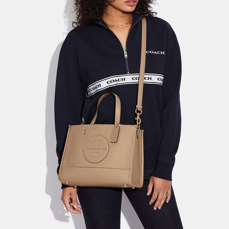 COACH Dempsey Cow Leather Tote Bag, Shopping Bag, Handbag, Shoulder Bag, Crossbody Bag Tubas Women's Taupe-3